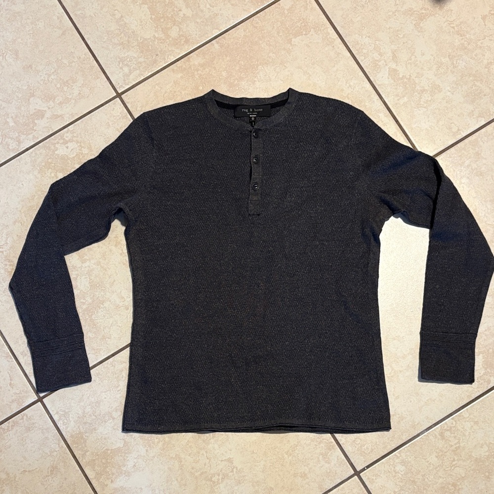 Rag & Bone Dark Gray Long Sleeve Henley